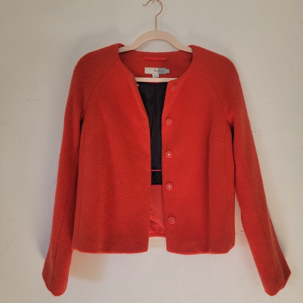 BODEN Sienna vibrant Red Wool crop coat